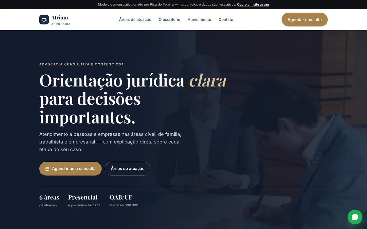 Advocacia — topo da página