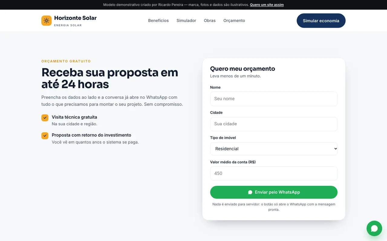 Energia Solar — contato e agendamento