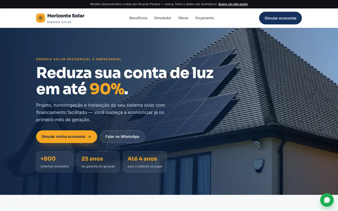 Energia Solar — topo da página