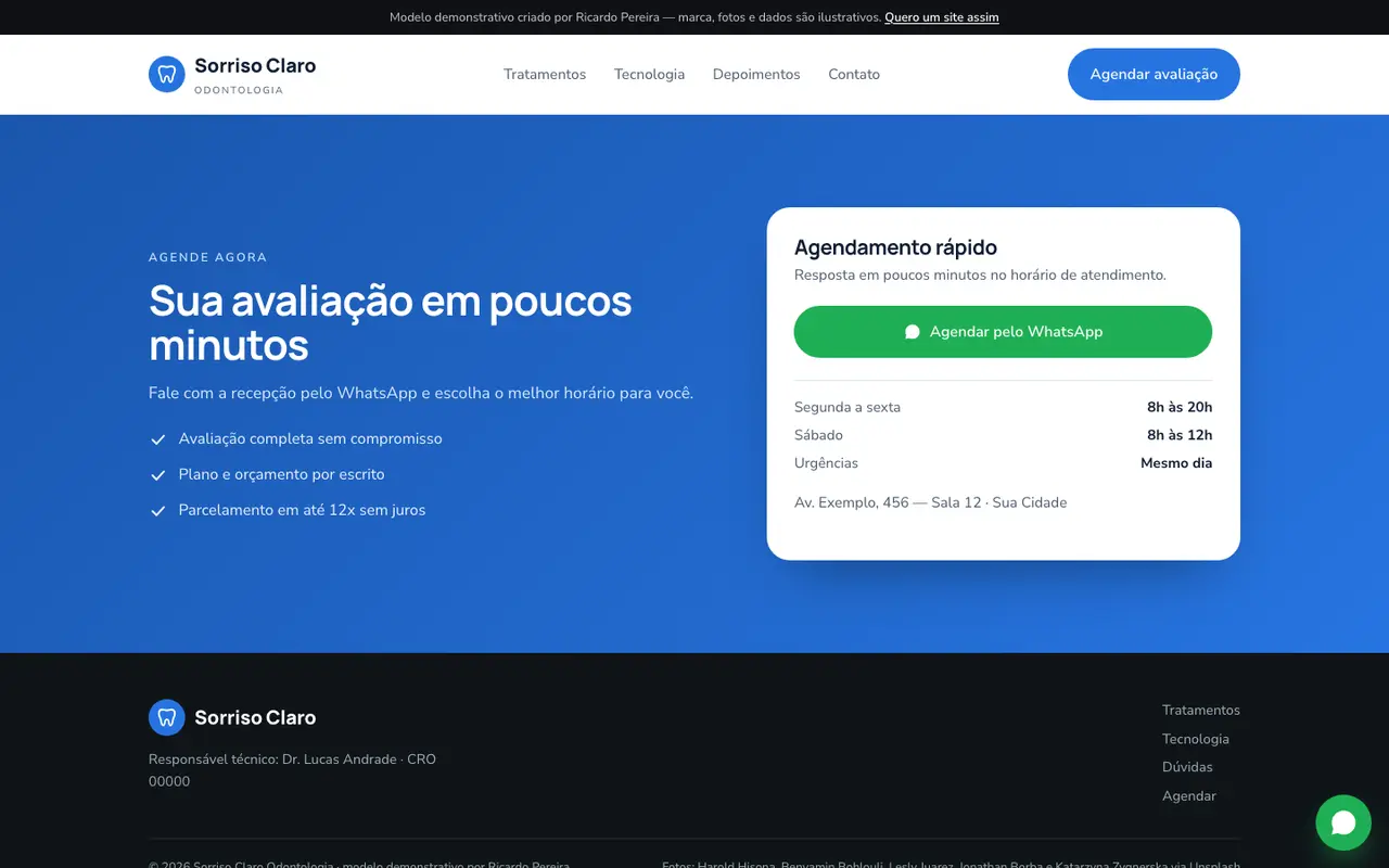 Clínica odontológica — contato e agendamento