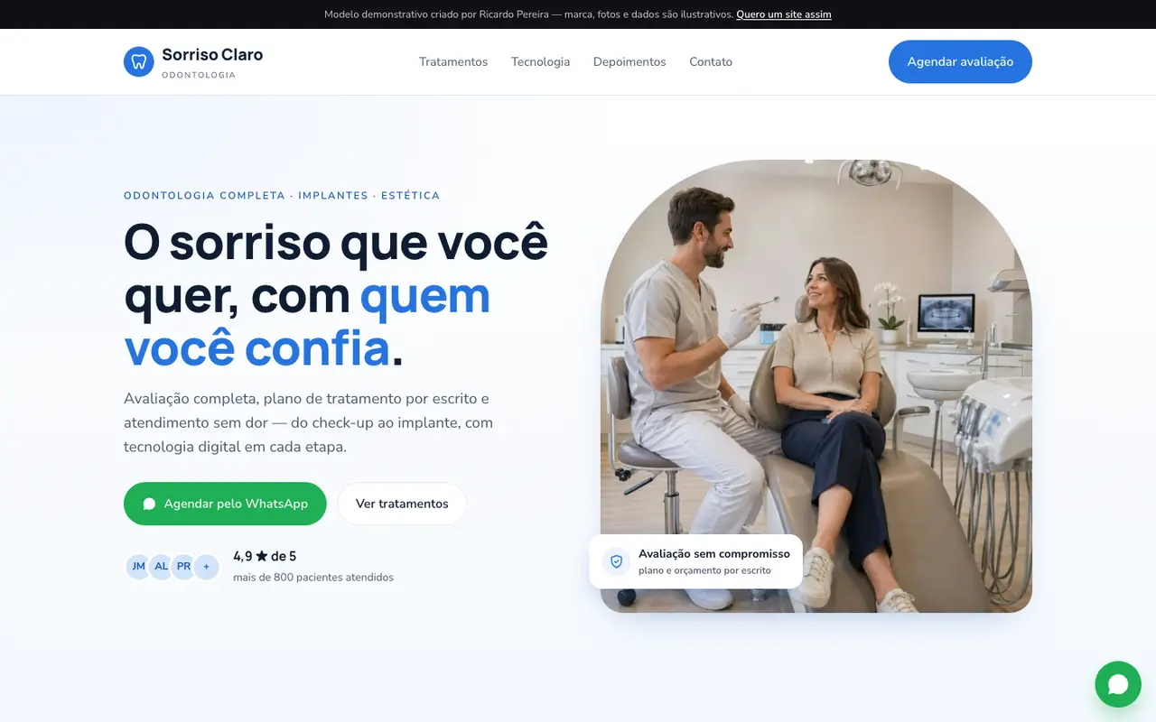 Clínica odontológica — topo da página