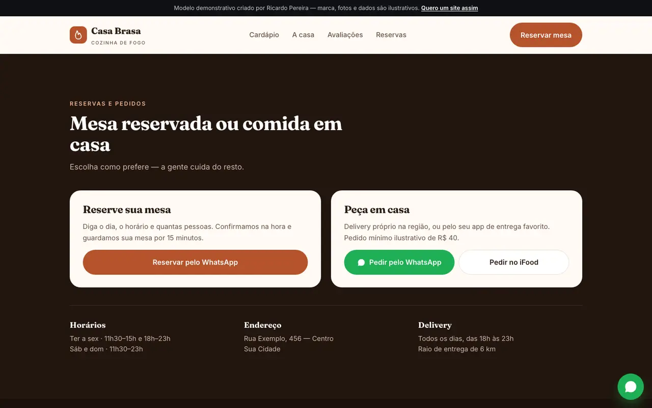Restaurante & Delivery — contato e agendamento