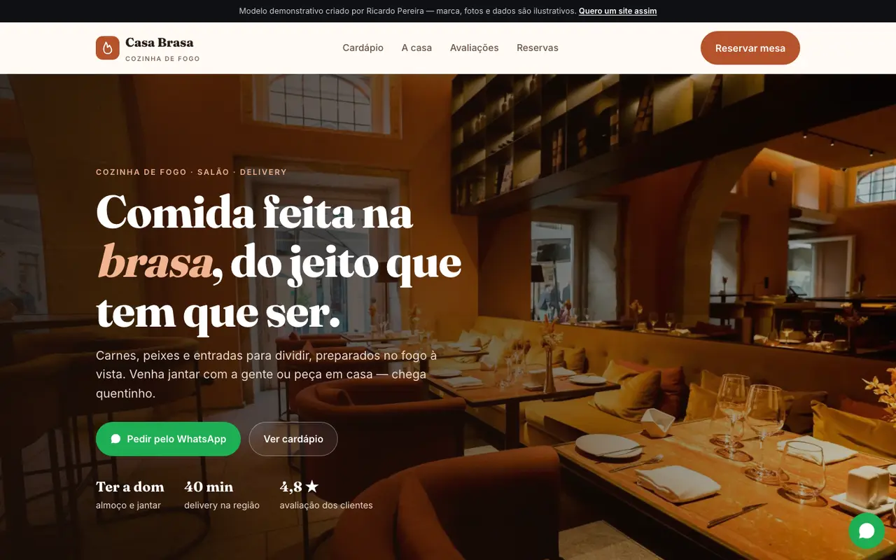 Restaurante & Delivery — topo da página